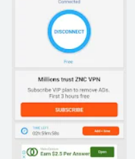 ZNC VPN Good working Your Android phone for free internet